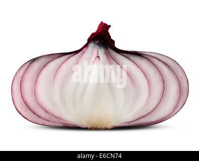 Red sliced onion isolated on white background Stock Photo