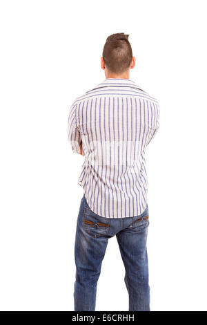 Young man with back turned to camera Stock Photo