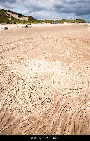 A pattern created on the beach in Northumberland, UK. Stock Photo