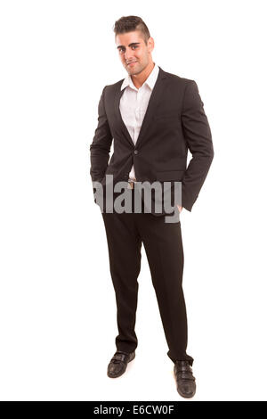 Handsome young business man posing isolated over white background Stock Photo