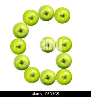 Letter G made of green apples. Part of the collection Stock Photo