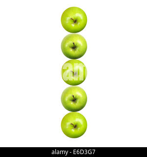 Letter I made of green apples. Part of the collection Stock Photo