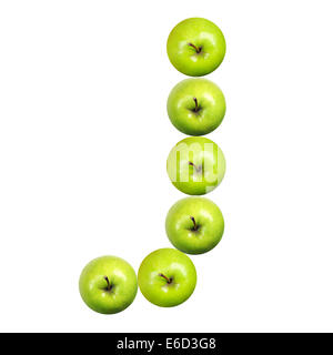 Letter J made of green apples. Part of the collection Stock Photo