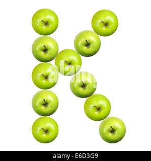 Letter K made of green apples. Part of the collection Stock Photo