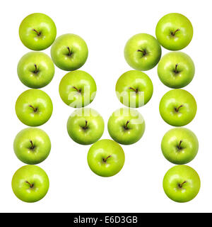 Letter M made of green apples. Part of the collection Stock Photo