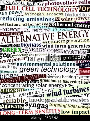 Background editable vector illustration of alternative energy newspaper headlines Stock Vector