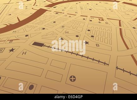 Editable vector streetmap of a generic city with no names Stock Vector
