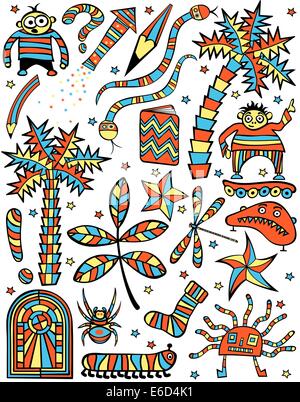 Set of colorful editable vector cartoon design elements Stock Vector