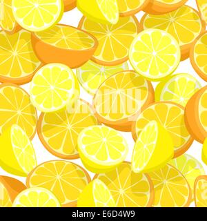 Seamless editable vector tile of lemons and oranges Stock Vector