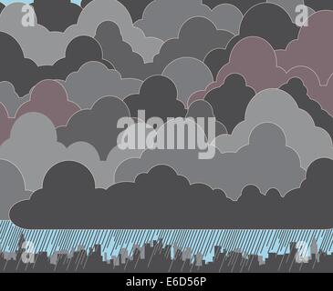 Editable vector illustration of clouds and rain Stock Vector Image ...