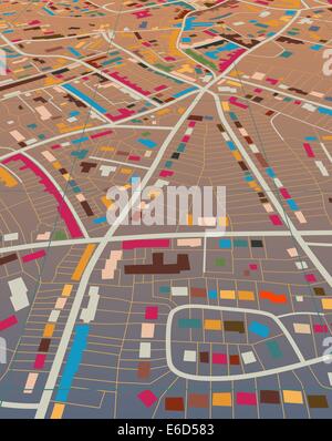 Illustration of a generic colorful street map without names Stock Vector