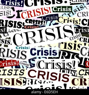 Editable vector seamless tile of crisis headlines Stock Vector
