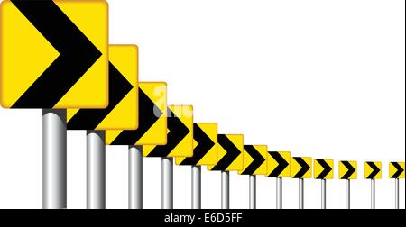 Editable vector design of roadsign arrows on a bend Stock Vector