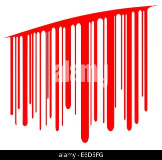 Editable vector design element of blood dripping from a cut as a barcode Stock Vector