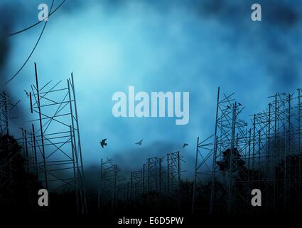 Desolate Background Gradient Editable vector background illustration of scaffolding in a desolate ...
