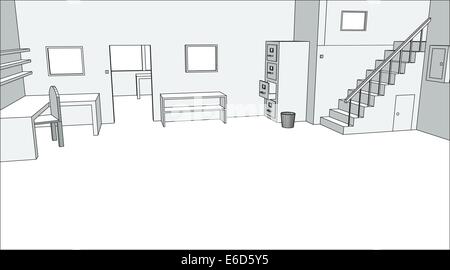 Editable vector drawing of an empty office interior Stock Vector