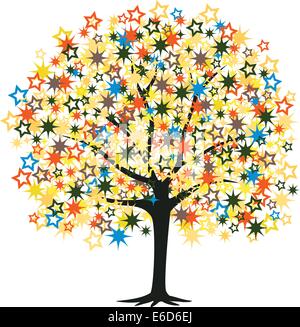 Editable vector illustration of a tree with stars as leaves Stock ...