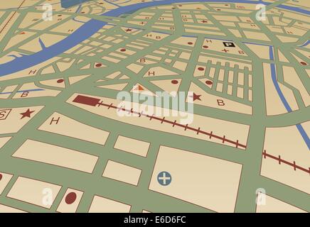 Editable vector streetmap of a generic city with no names Stock Vector