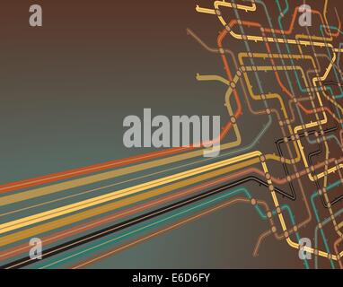 Abstract editable vector background of a subway map Stock Vector