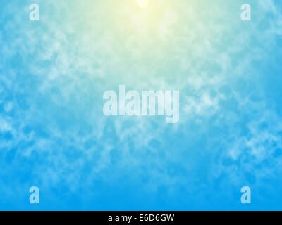 Editable vector illustration of a glowing sun behind wispy clouds made with a gradient mesh Stock Vector