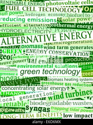 Background editable vector illustration of green headlines about alternative energy Stock Vector