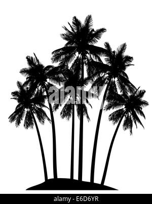 Editable vector illustration of palm tree silhouettes Stock Vector