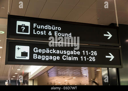 Switzerland, Zurich, direction signs at airport Stock Photo