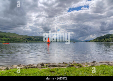 Bala Lake or Llyn Tegid in Welsh is a large lake in Gwynedd, Wales UK Europe Stock Photo