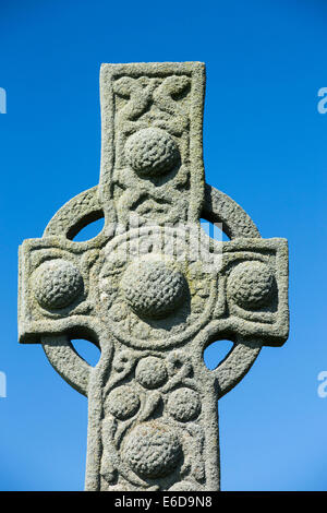 St Oran's Cross at Iona Abbey on Iona, off Mull, Scotland, UK. Stock Photo