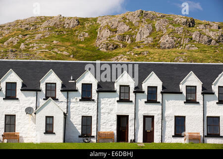 A row of terraced houses on iona, off Mull, Scotland, UK. Stock Photo