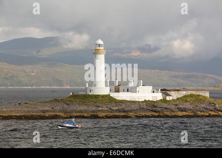 Eilean Musdile Lighthouse on Rubha Fiart, Lismore Island, Scotland, UK. Stock Photo
