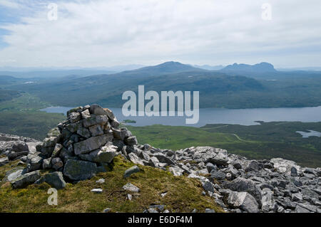 Canisp and Suilven over Loch Assynt, from Glas Bheinn, Sutherland, Scotland, UK Stock Photo