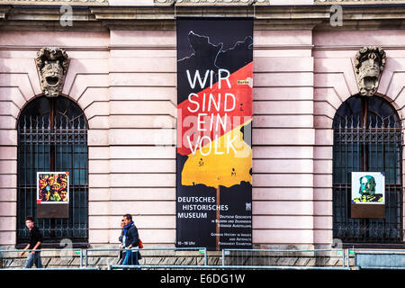 Banner advertising the exhibition 'We are one People'  in the Deutsches Historisches Museum, German Historical Museum in Berlin Stock Photo