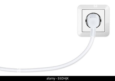 isolated european power socket with plug Stock Photo
