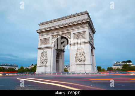 Arc de Triomphe in Paris in the evening, France Stock Photo