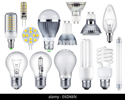 set of different light bulbs Stock Photo
