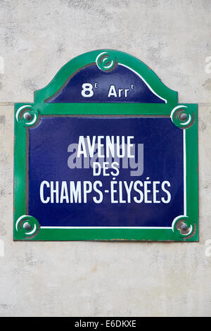 Champs Elysees sign in Paris, France Stock Photo