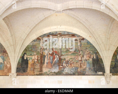 Fontevraud, France - June 10, 2014: Abbaye de Fontevraud. Holy image seen through an entrance Stock Photo