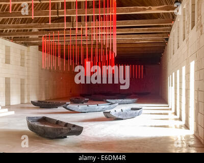 Fontevraud, France - June 10, 2014: Abbaye de Fontevraud. exhibition of modern art. Stock Photo