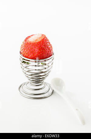 Fresh Strawberry in a egg cup Stock Photo