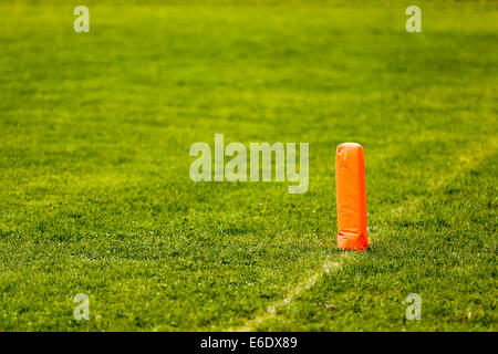 Line and end zone pylon in American football Stock Photo