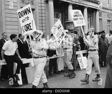 Uniformed Members of American Nazis Staging Own Protest Outside Hearing Room of the House Un-American Activities Committee, Stock Photo