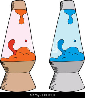 Various isolated hand drawn cartoon lava lamps Stock Photo