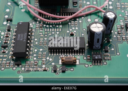 A PIC microcontroller micro IC on a circuit board, electronic components Stock Photo