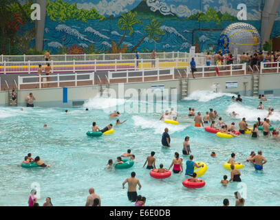 Wave pool at World Waterpark in West Edmonton mall, one of the largest shopping centers in the world. Stock Photo