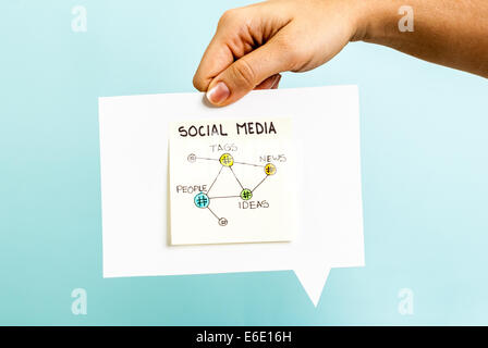 Social media connections on speech bubble Stock Photo