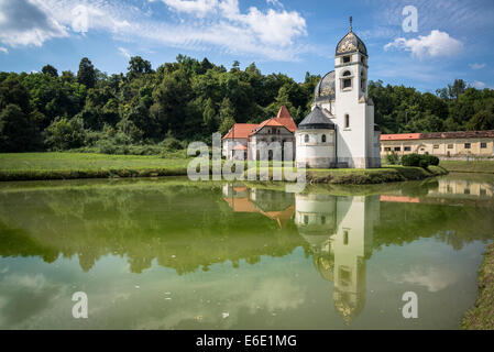 Neo-Byzantine Greek Catholic church of the Annunciation, Strmec Pribicki, Krasic, Žumberak, Croatia Stock Photo