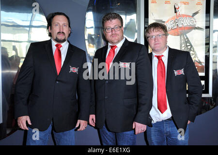 Toronto, Canada. 21st August 2014. Actor John Paul Tremblay, Robb Wells and Mike Smith poses for picture on the red carpet during the arrival for the Toronto premiere of SWEARNET: The Movie at Scotiabank Theatre. Credit:  EXImages/Alamy Live News Stock Photo