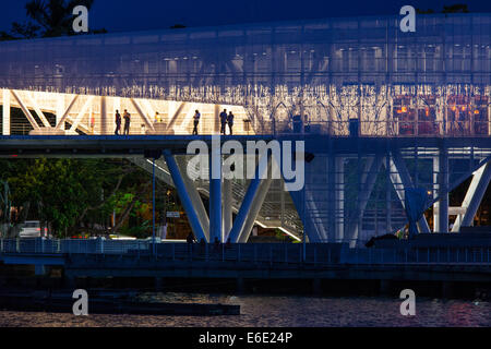 Evening view of the Elevated Museum overlooking Lago de Ilusiones in Villahermosa, Tabasco, Mexico. Stock Photo