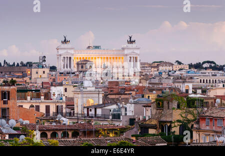 View from the Pincio to the National Monument Monumento Nazionale a Vittorio Emanuele II, Altare della Patria, Rome, Lazio Stock Photo